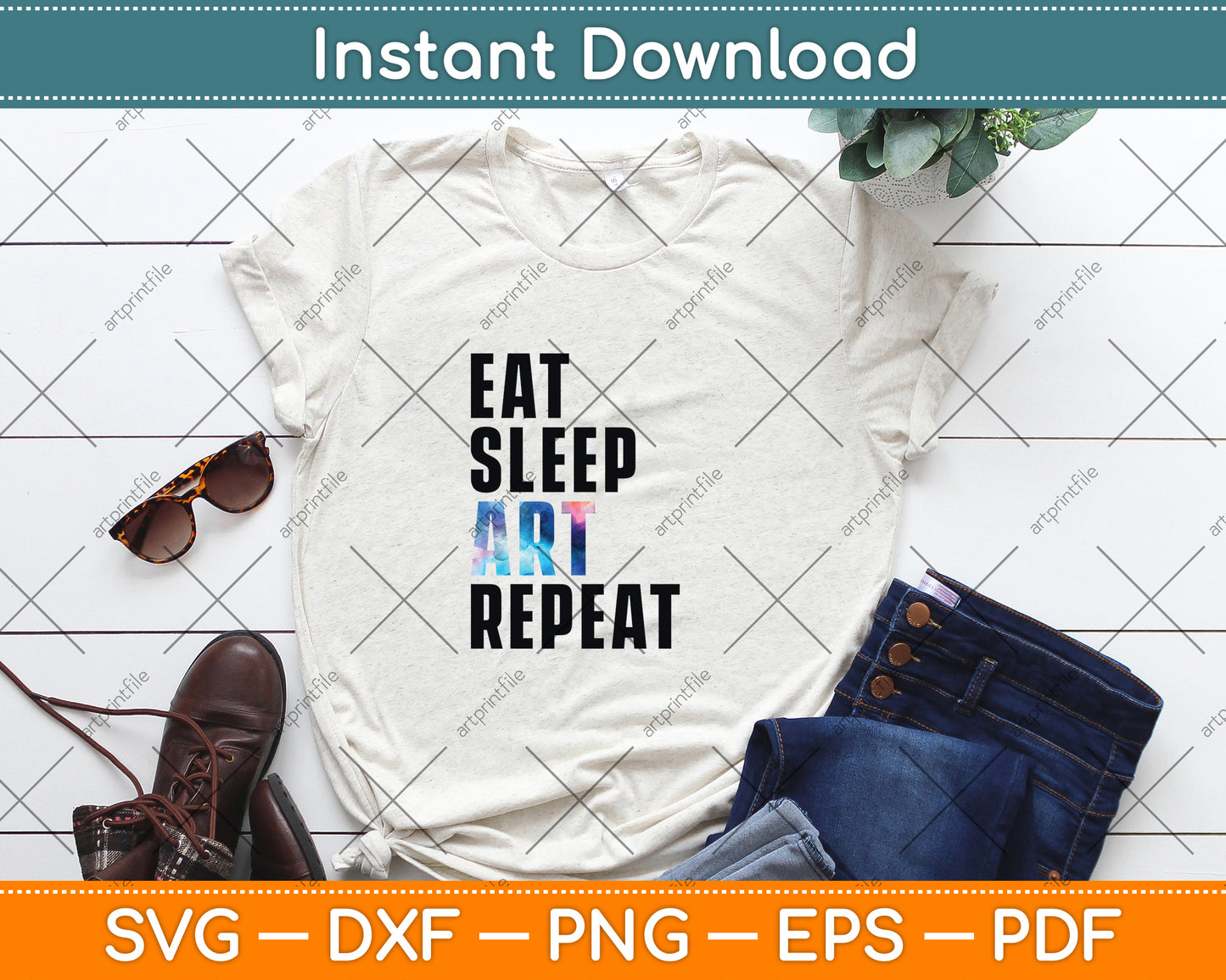Eat Sleep Art Repeat Artist Creative Funny Svg Digital Cutting File