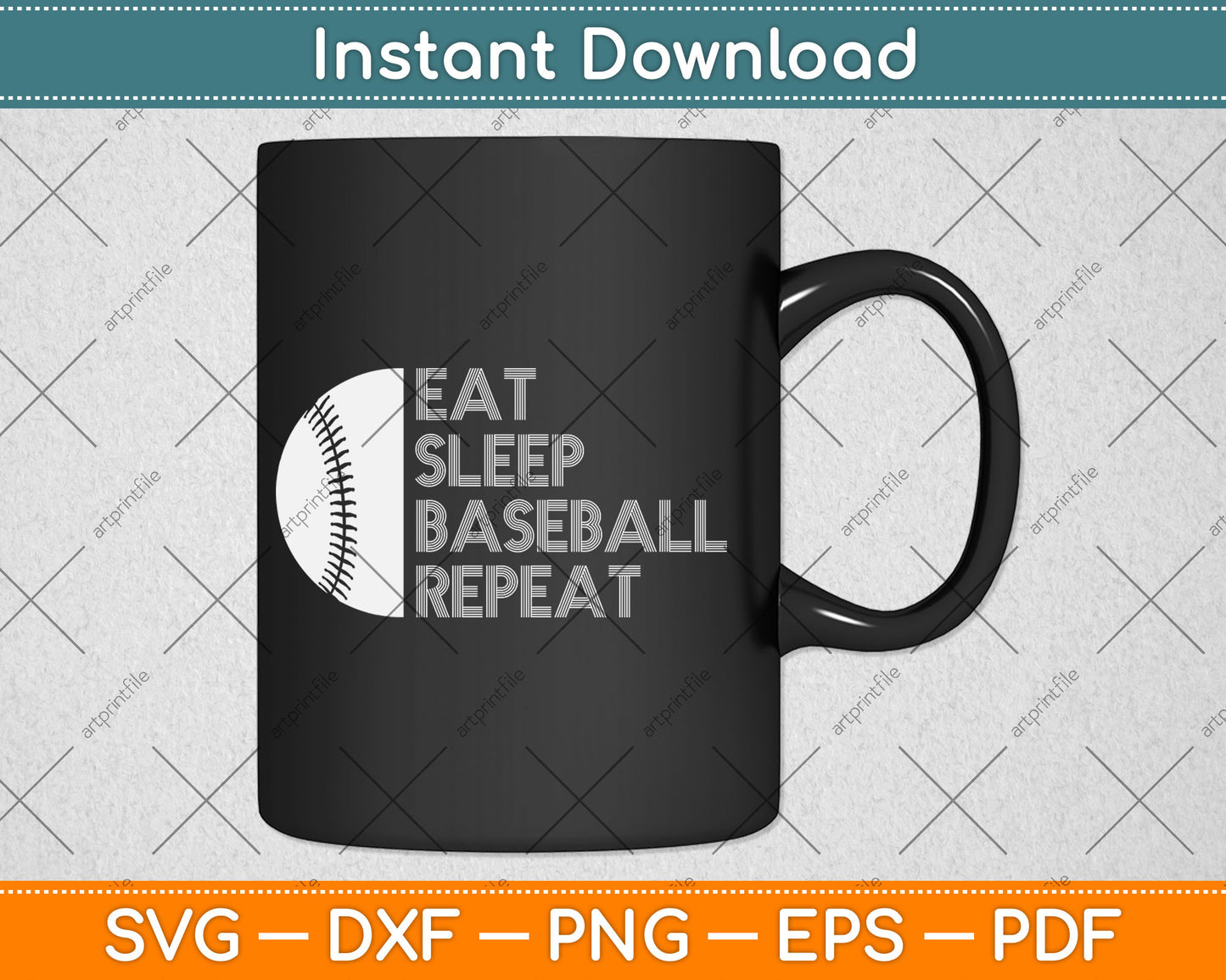 Eat Sleep Baseball Repeat Baseball Player Funny Baseball Svg Digital Cutting File