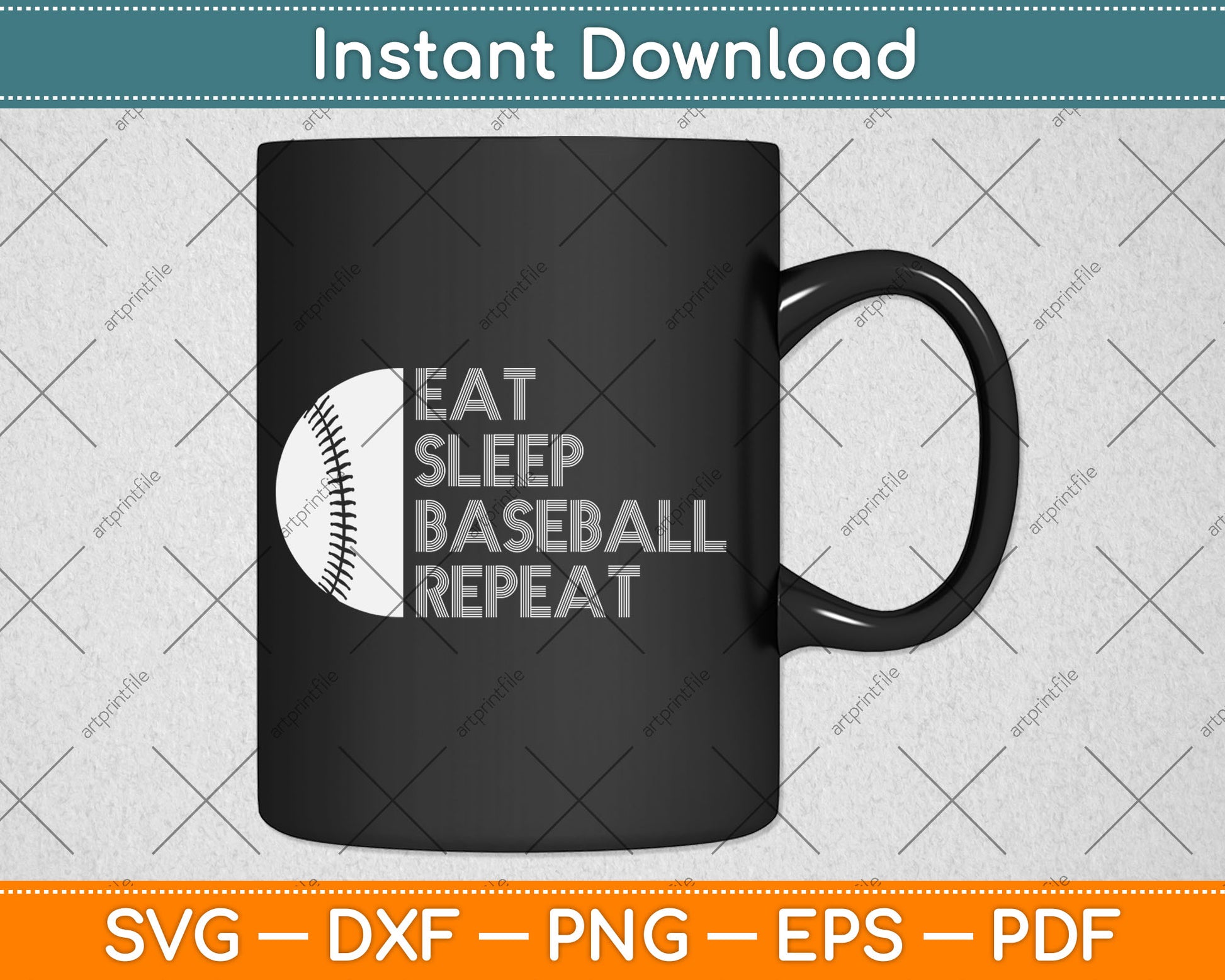Eat Sleep Baseball Repeat Baseball Player Funny Baseball Svg Digital Cutting File