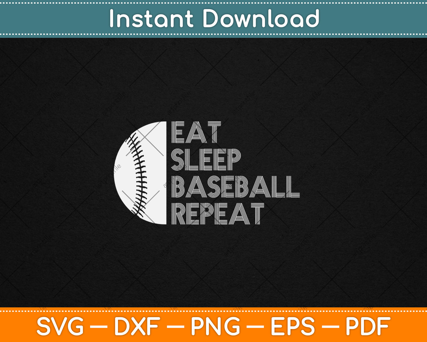 Eat Sleep Baseball Repeat Baseball Player Funny Baseball Svg Digital Cutting File