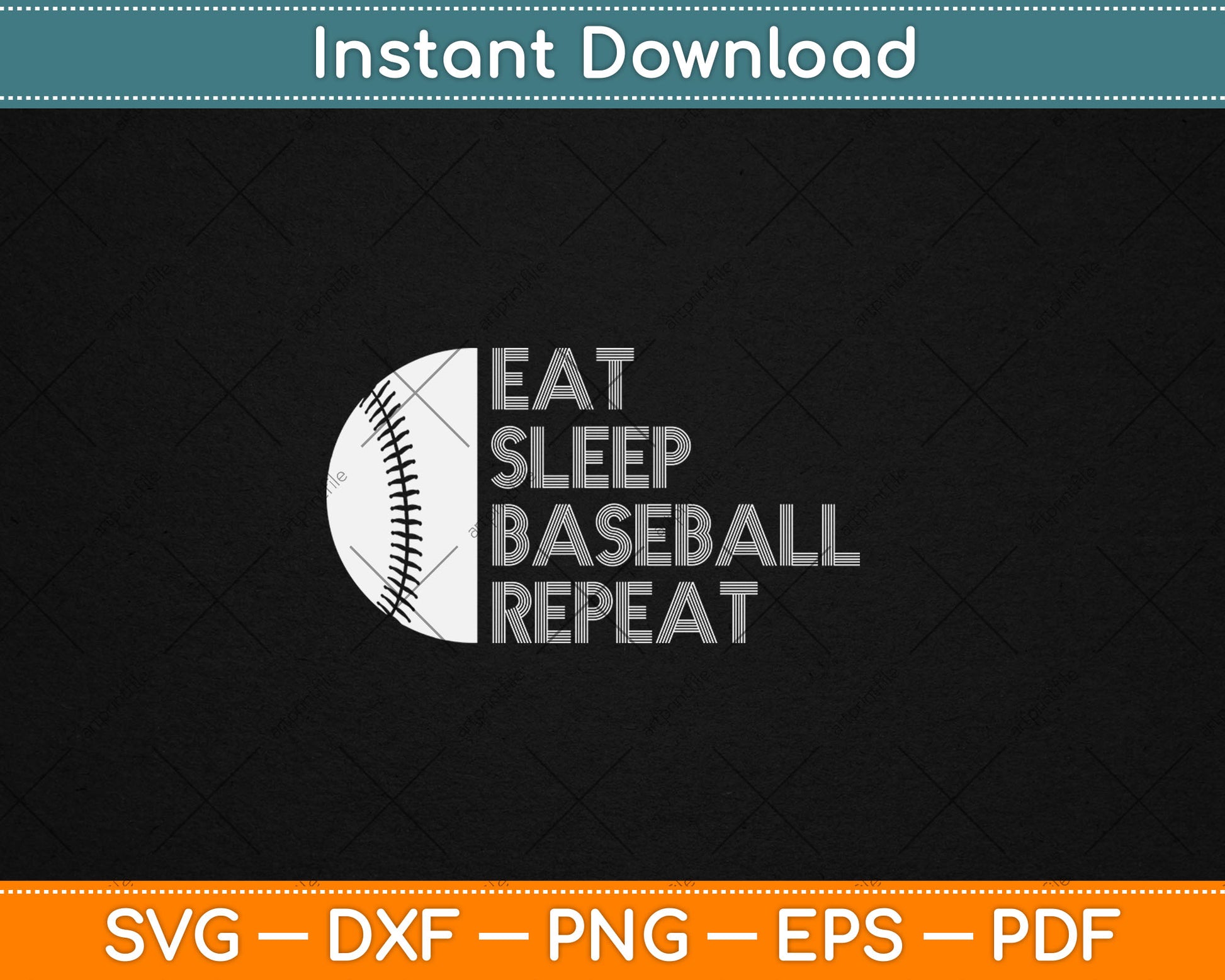 Eat Sleep Baseball Repeat Baseball Player Funny Baseball Svg Digital Cutting File