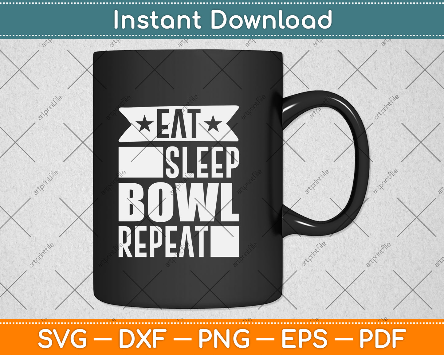 Eat Sleep Bowl Repeat Funny Bowling Svg Design Digital Cutting File