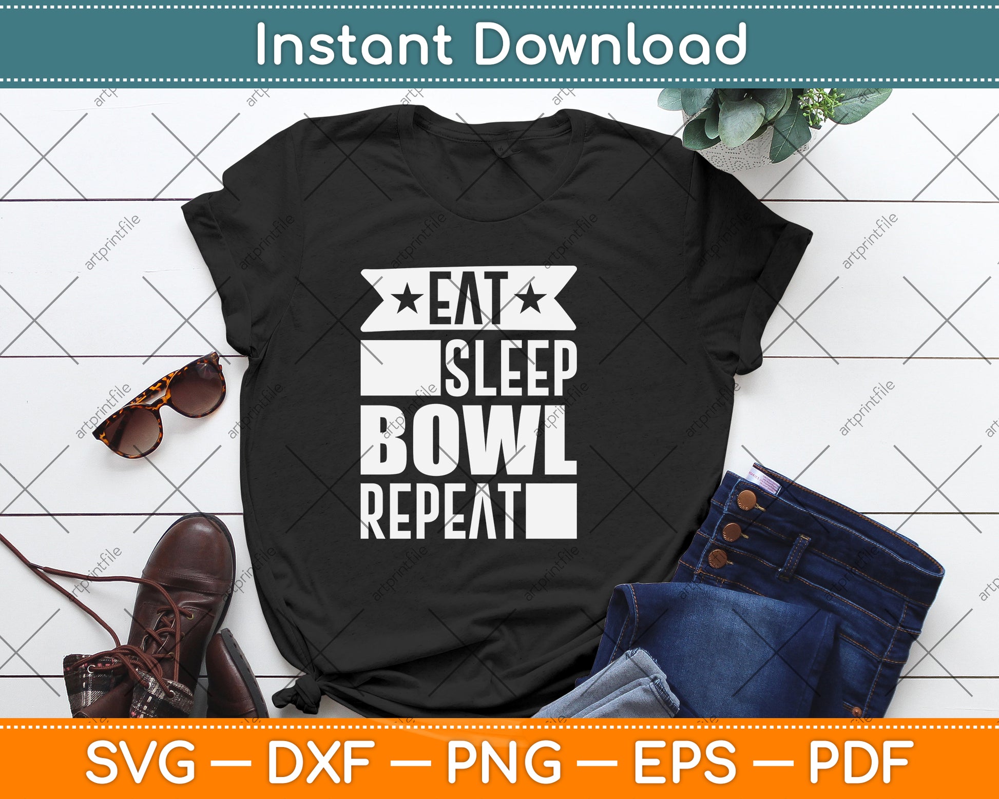Eat Sleep Bowl Repeat Funny Bowling Svg Design Digital Cutting File
