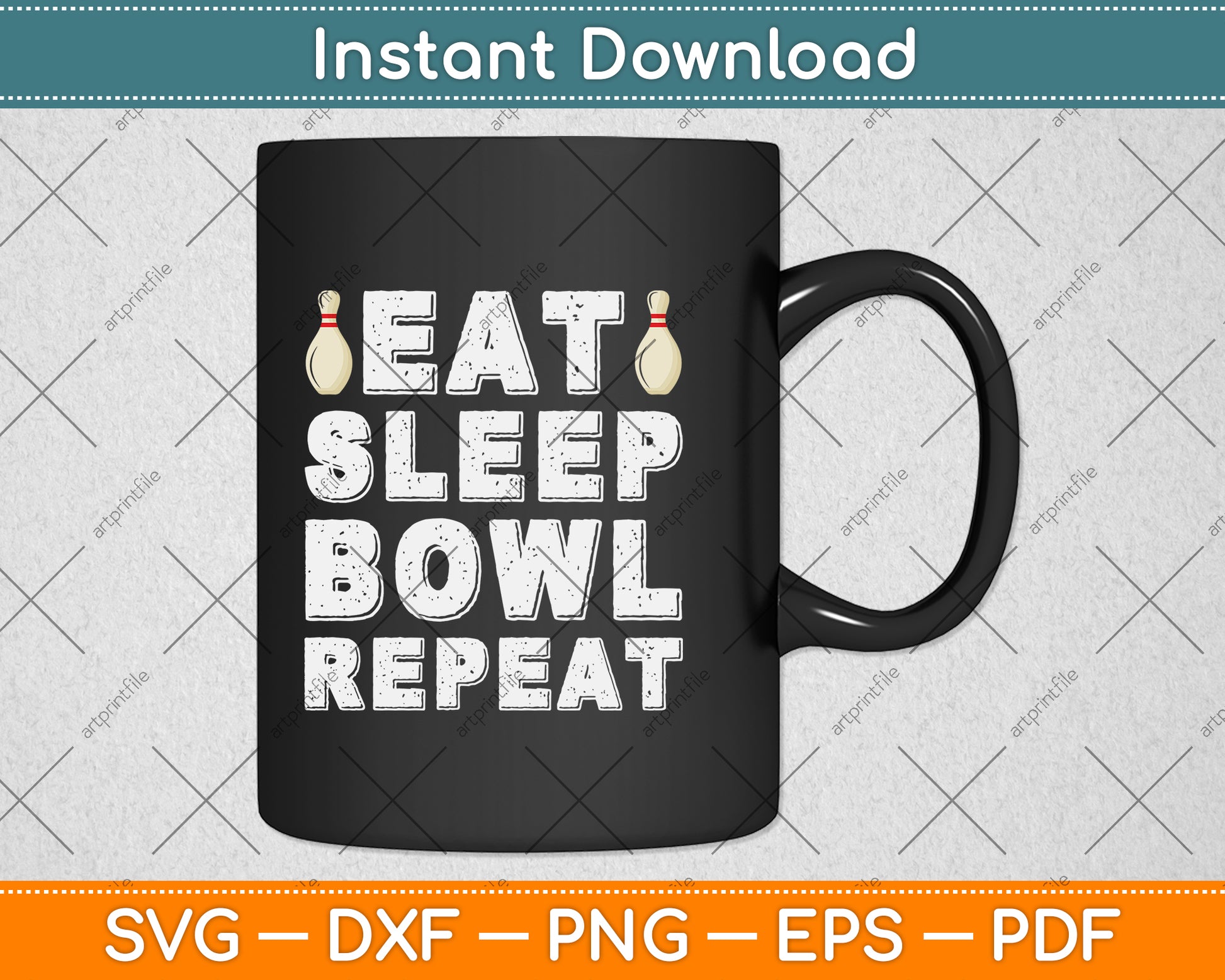 Eat Sleep Bowl Repeat Svg Png Dxf Digital Cutting File