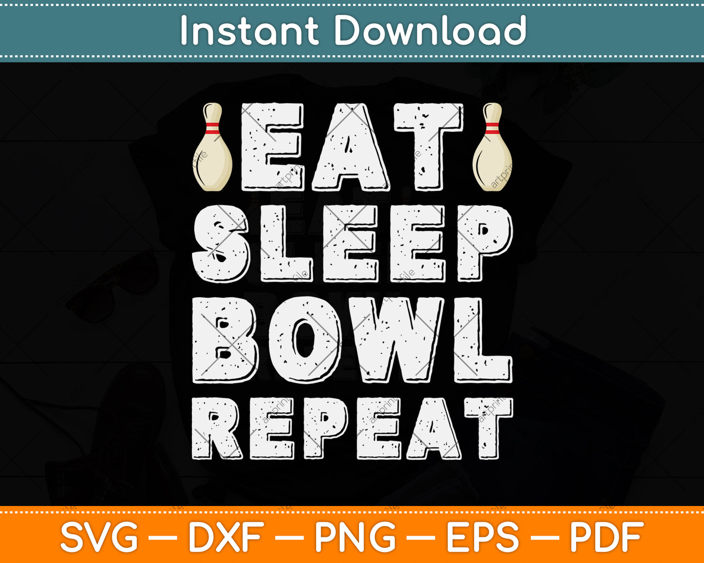 Eat Sleep Bowl Repeat Svg Png Dxf Digital Cutting File