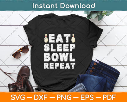Eat Sleep Bowl Repeat Svg Png Dxf Digital Cutting File