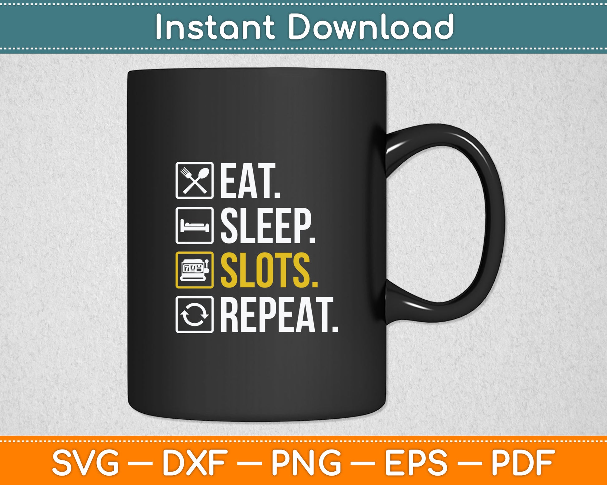 Eat Sleep Casino Repeat The Gambling Svg Design Cutting File