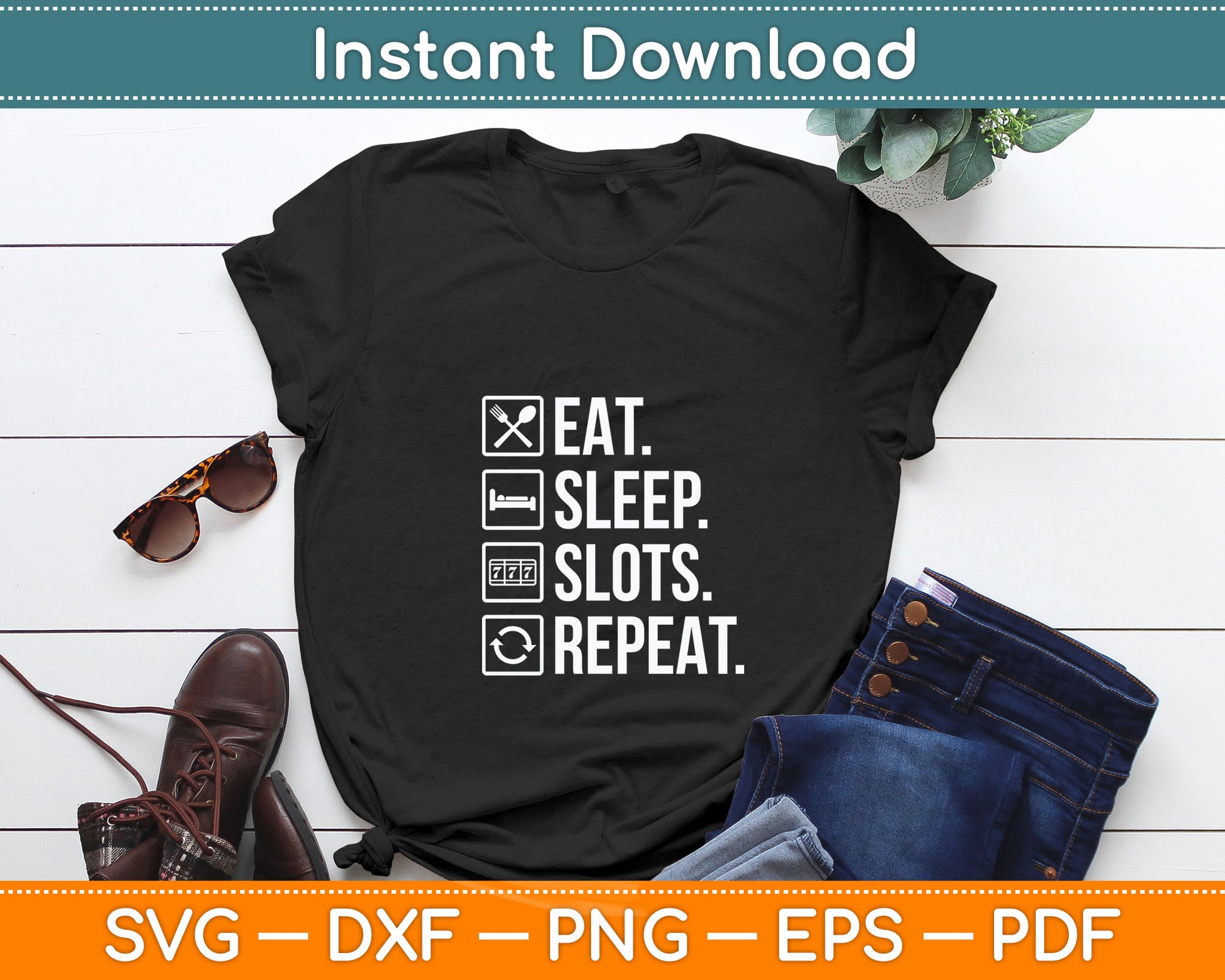Eat Sleep Casino Repeat The Gambling Svg Digital Cutting File