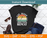 Eat Sleep Cross-stitch Repeat Funny Retro Svg Png Dxf Digital Cutting File