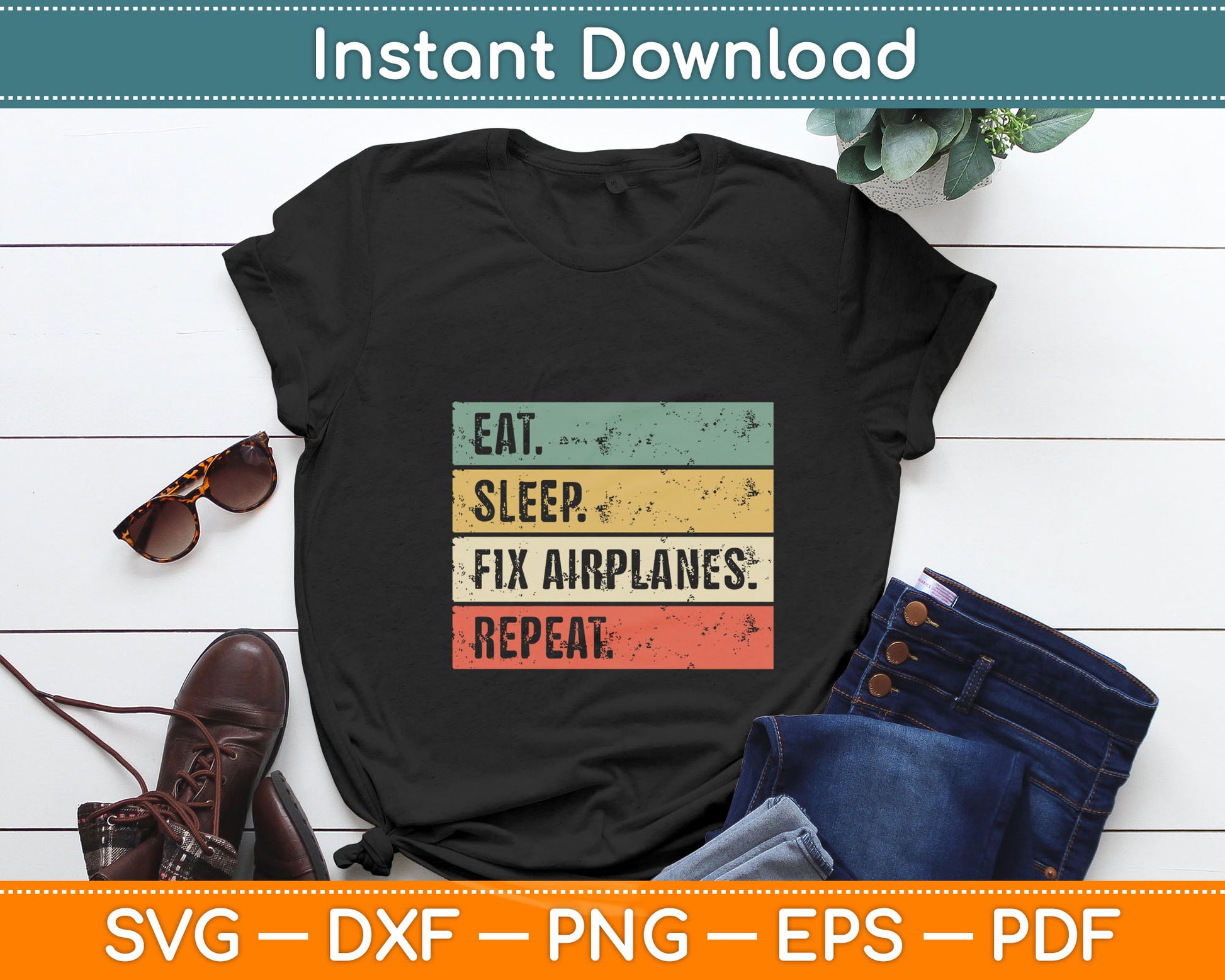 Eat Sleep Fix Airplanes Repeat Funny Aircraft Mechanic Svg Digital Cutting File