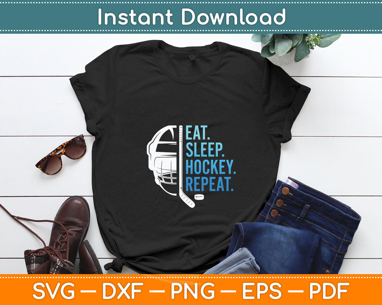 Eat Sleep Hockey Repeat Funny Boys Hockey Player Svg Digital Cutting File