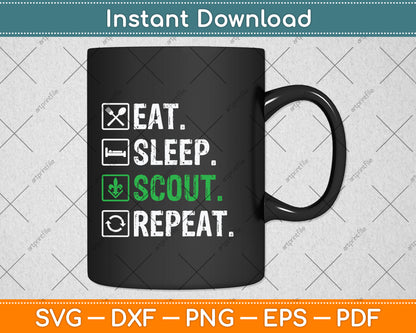Eat Sleep Scout Repeat Svg Png Dxf Digital Cutting File