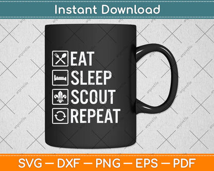 Eat Sleep Scout Repeat Svg Design Digital Cutting File