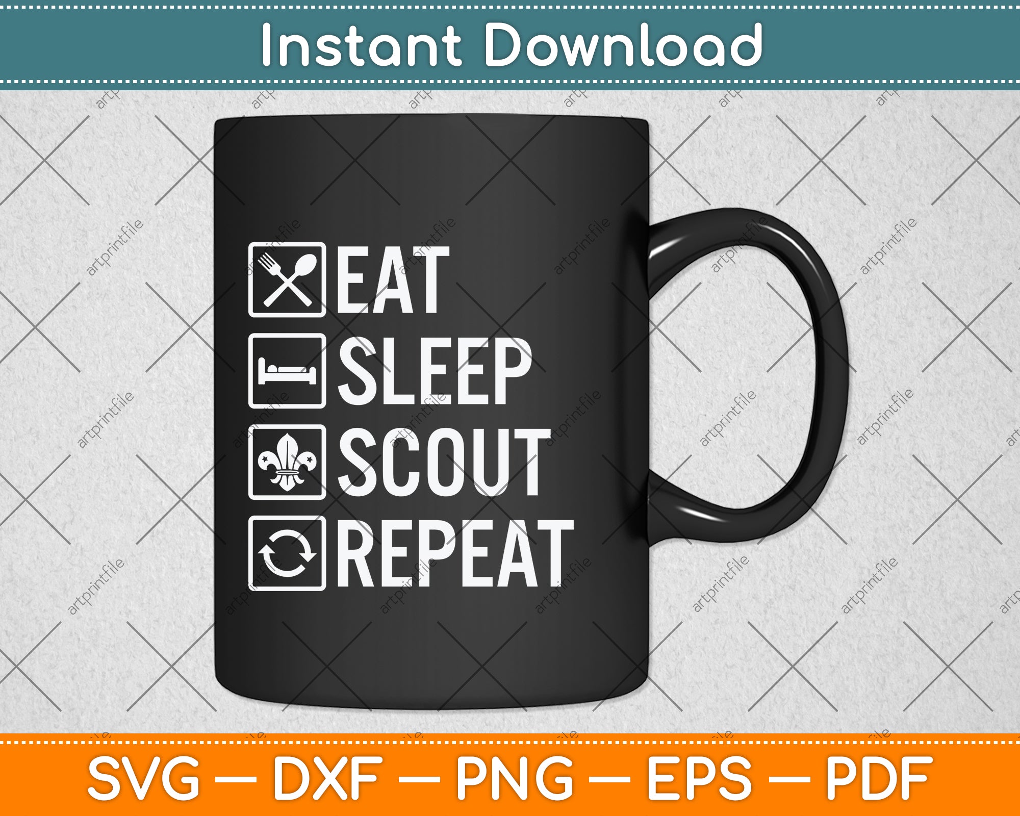 Eat Sleep Scout Repeat Svg Design Cutting File – artprintfile