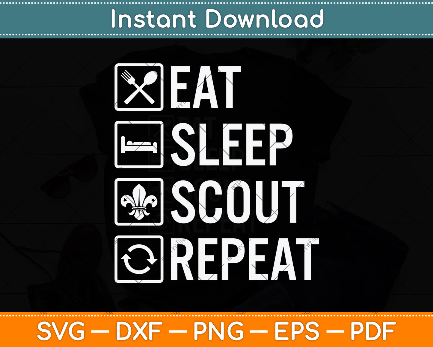 Eat Sleep Scout Repeat Svg Design Digital Cutting File