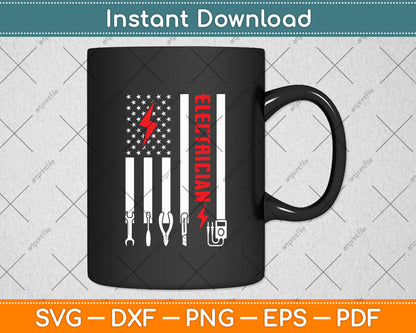 Electrician Patriotic American Flag 4th Of July Svg Digital Cutting File