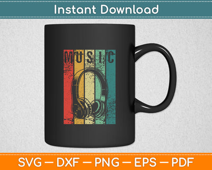 Electronic Music Lover DJ Gift Vintage Retro Headphones Svg Digital Cutting File