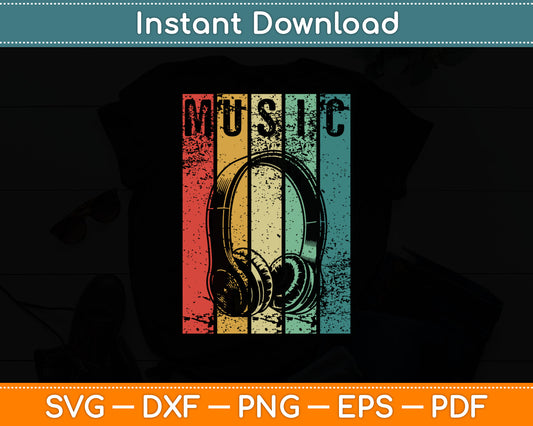 Electronic Music Lover DJ Gift Vintage Retro Headphones Svg Digital Cutting File