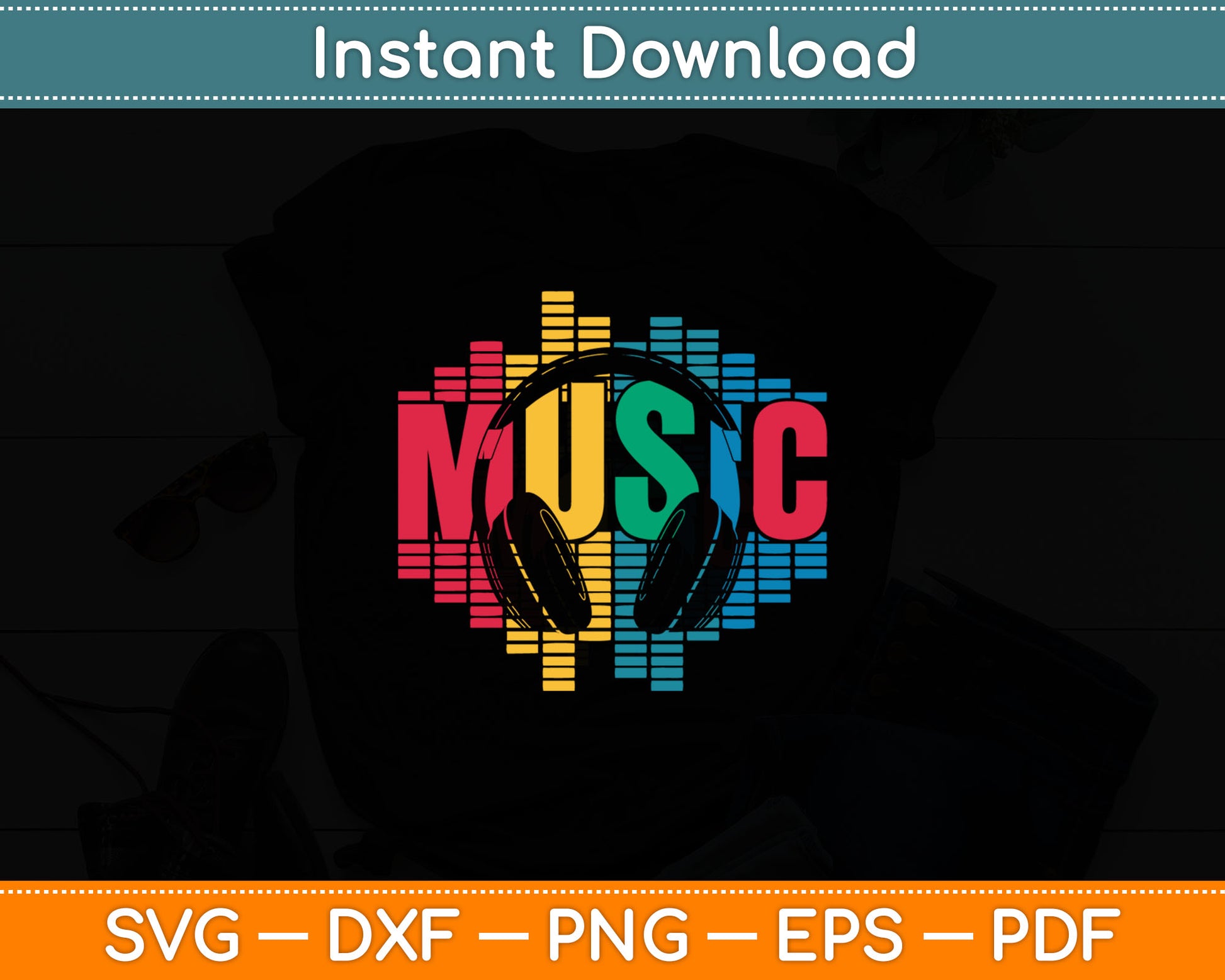Electronic Music Lover DJ Retro Headphones Svg Digital Cutting File