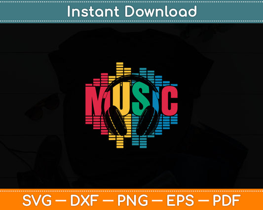 Electronic Music Lover DJ Retro Headphones Svg Digital Cutting File