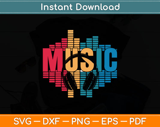 Electronic Music Lover DJ Retro Headphones Svg Digital Cutting File