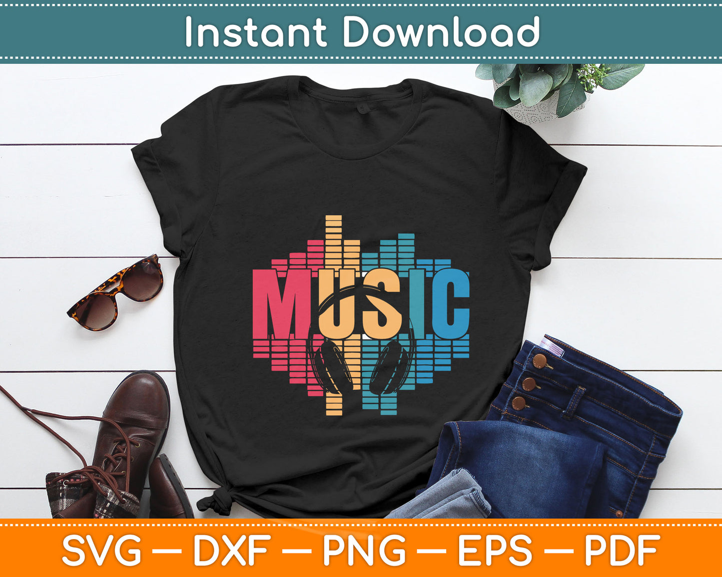 Electronic Music Lover DJ Retro Headphones Svg Digital Cutting File