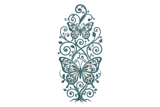 Elegant Butterfly Vine Embroidery