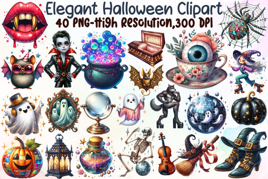 Elegant Halloween Clipart 40 PNG Bundle