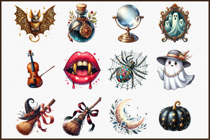 Elegant Halloween Clipart 40 PNG Bundle
