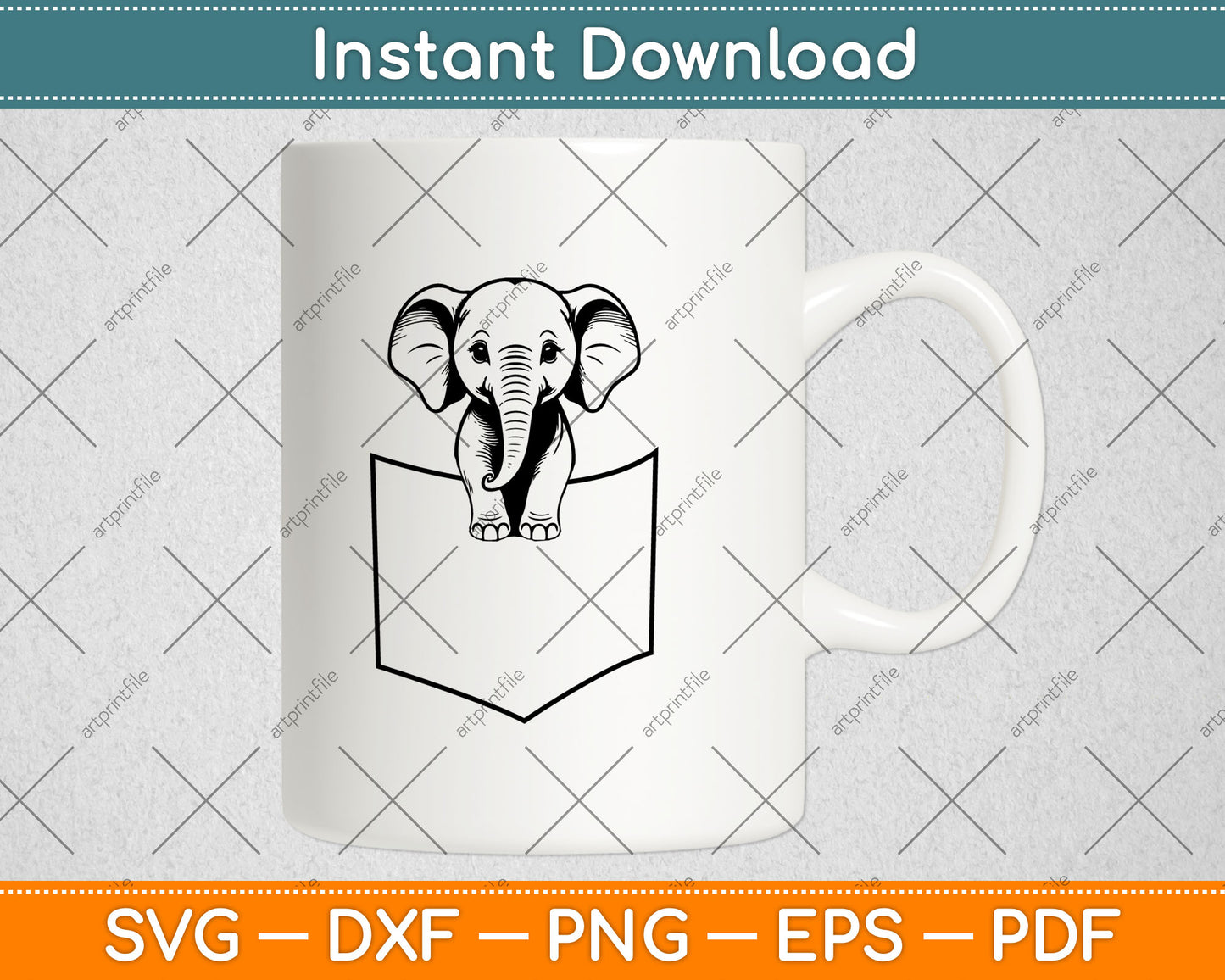Elephant In A Pocket Funny Pocket Elephant Svg Digital Cutting File
