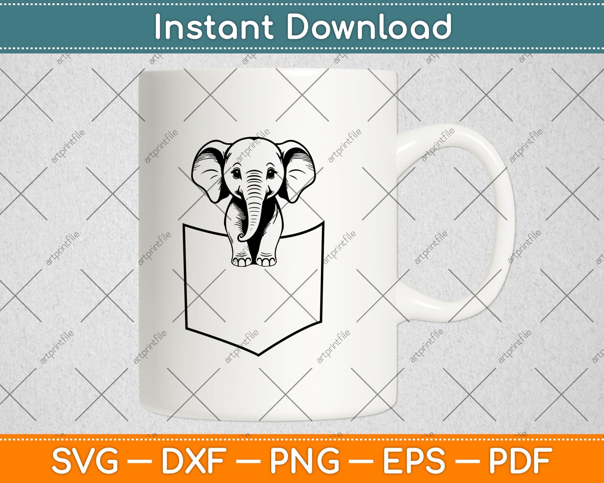 Elephant In A Pocket Funny Pocket Elephant Svg Digital Cutting File