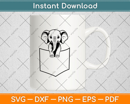 Elephant In A Pocket Funny Pocket Elephant Svg Digital Cutting File