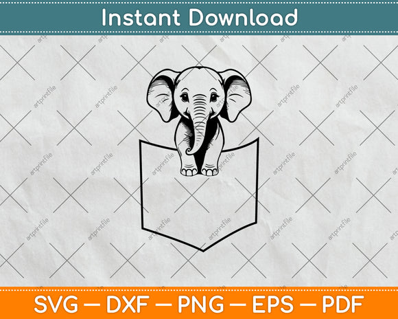 Elephant In A Pocket Funny Pocket Elephant Svg Digital Cutting File