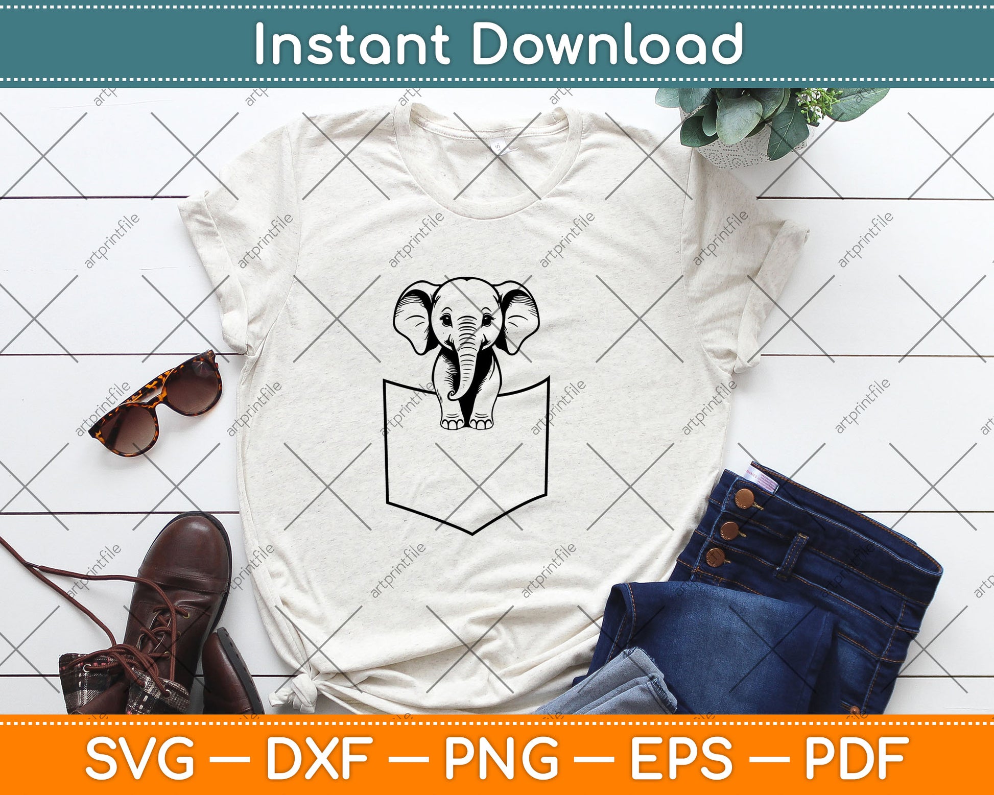 Elephant In A Pocket Funny Pocket Elephant Svg Digital Cutting File