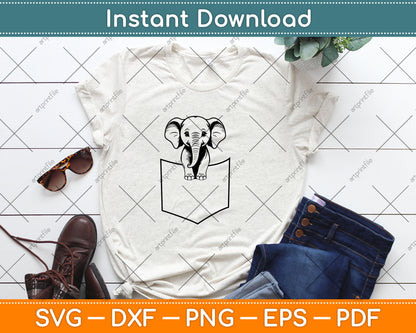 Elephant In A Pocket Funny Pocket Elephant Svg Digital Cutting File