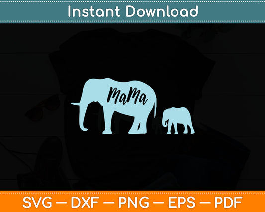 Elephant Mama With Baby Mother's Day Svg Digital Cutting File
