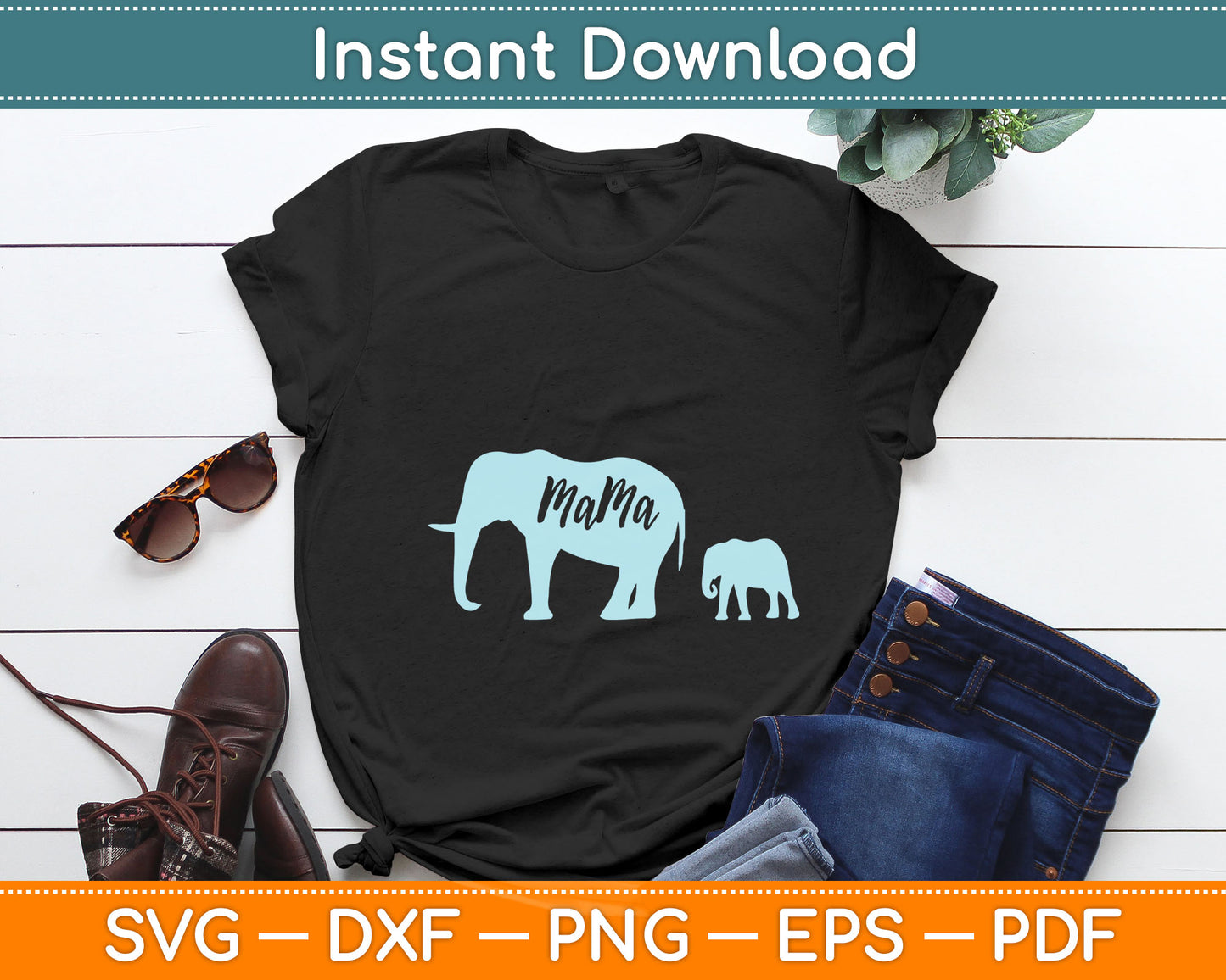 Elephant Mama With Baby Mother's Day Svg Digital Cutting File