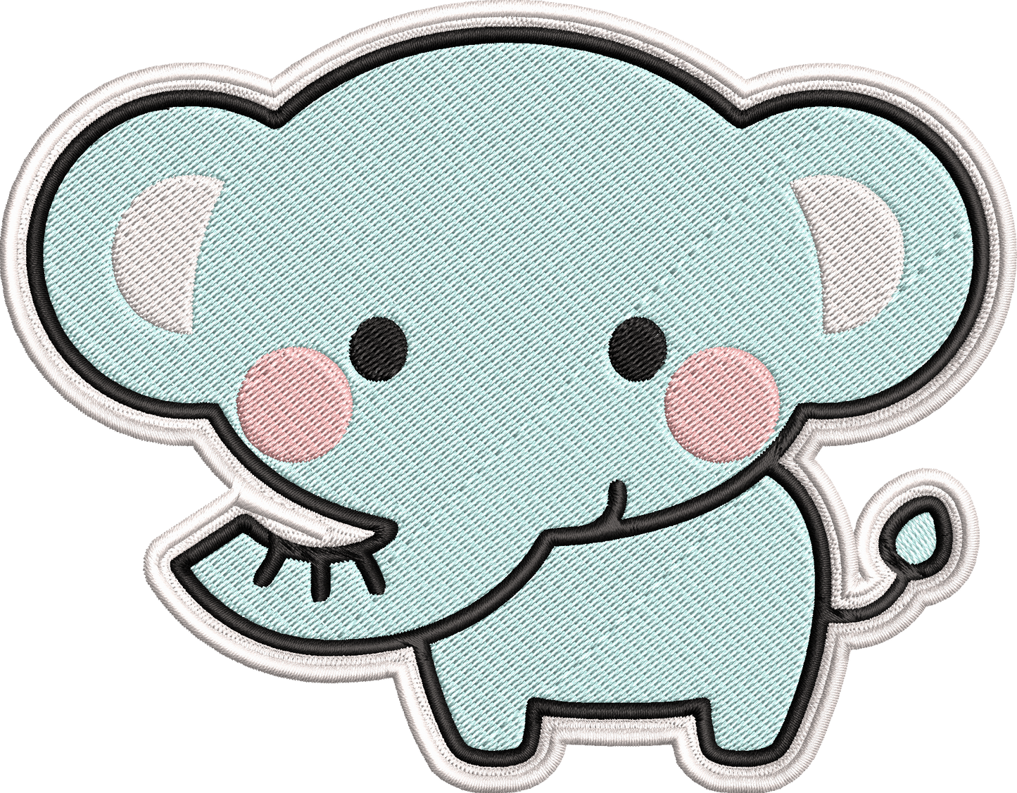 Cute Elephant Patch Embroidery Design, Adorable Kawaii Elephant Machine Embroidery Pattern, Cute Baby Elephant Embroidery
