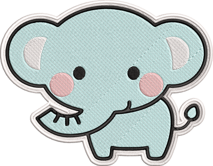 Cute Elephant Patch Embroidery Design, Adorable Kawaii Elephant Machine Embroidery Pattern, Cute Baby Elephant Embroidery