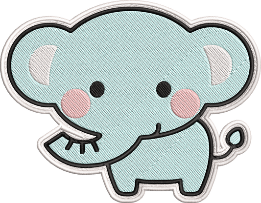 Cute Elephant Patch Embroidery Design, Adorable Kawaii Elephant Machine Embroidery Pattern, Cute Baby Elephant Embroidery