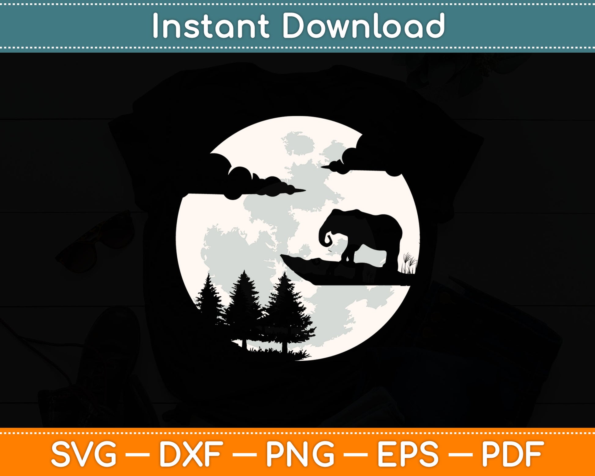 Elephant Zoo Wildlife Animal Silhouette Svg Digital Cutting File