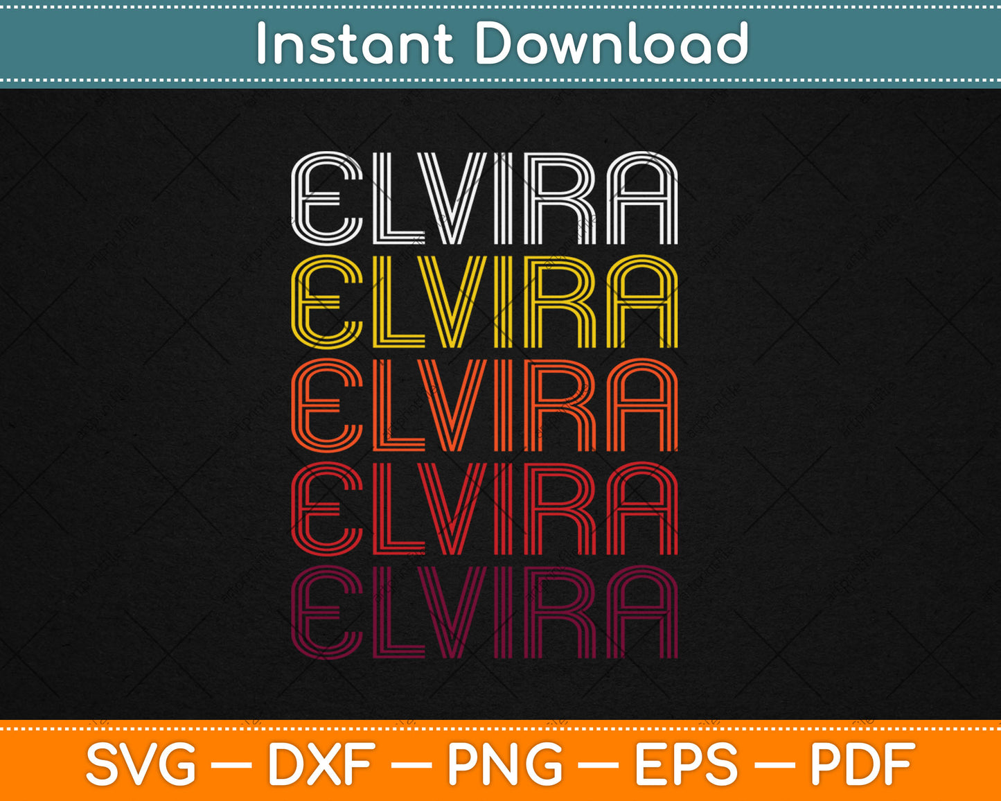 Elvira Retro Wordmark Pattern Vintage Style Svg Digital Cutting File