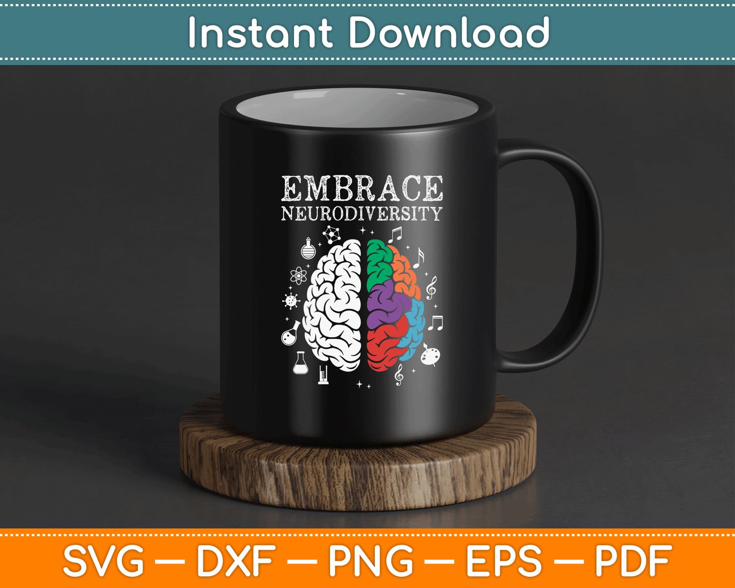 Embrace Neurodiversity ADHD Autism SVG Digital Cutting File