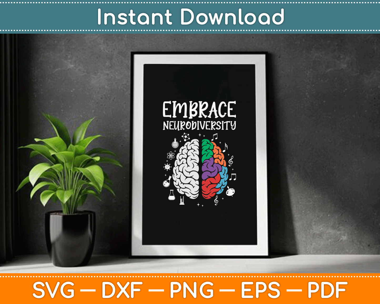 Embrace Neurodiversity Autism Awareness SVG Digital Cutting File