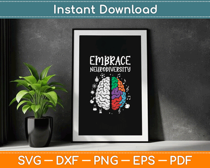 Embrace Neurodiversity Autism Awareness SVG Digital Cutting File