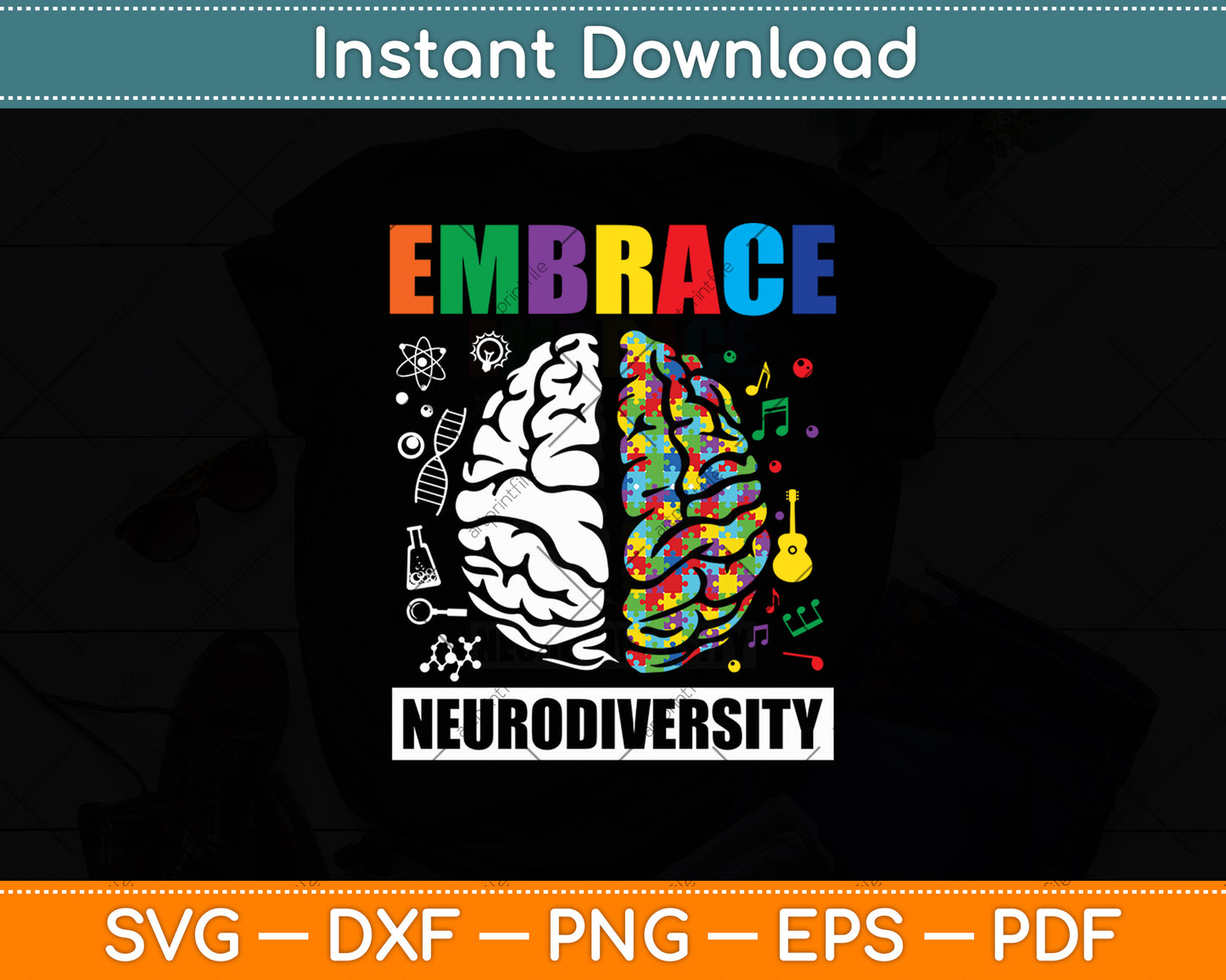 Embrace Neurodiversity Autism Awareness Svg Digital Cutting File