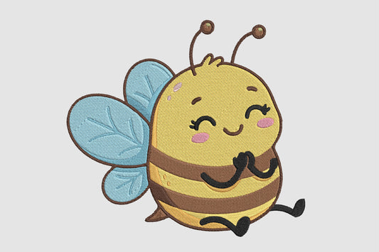 Bee Embroidery Design – Cute Bee Machine Embroidery Pattern, Honey Bee & Floral Nature Embroidery Design