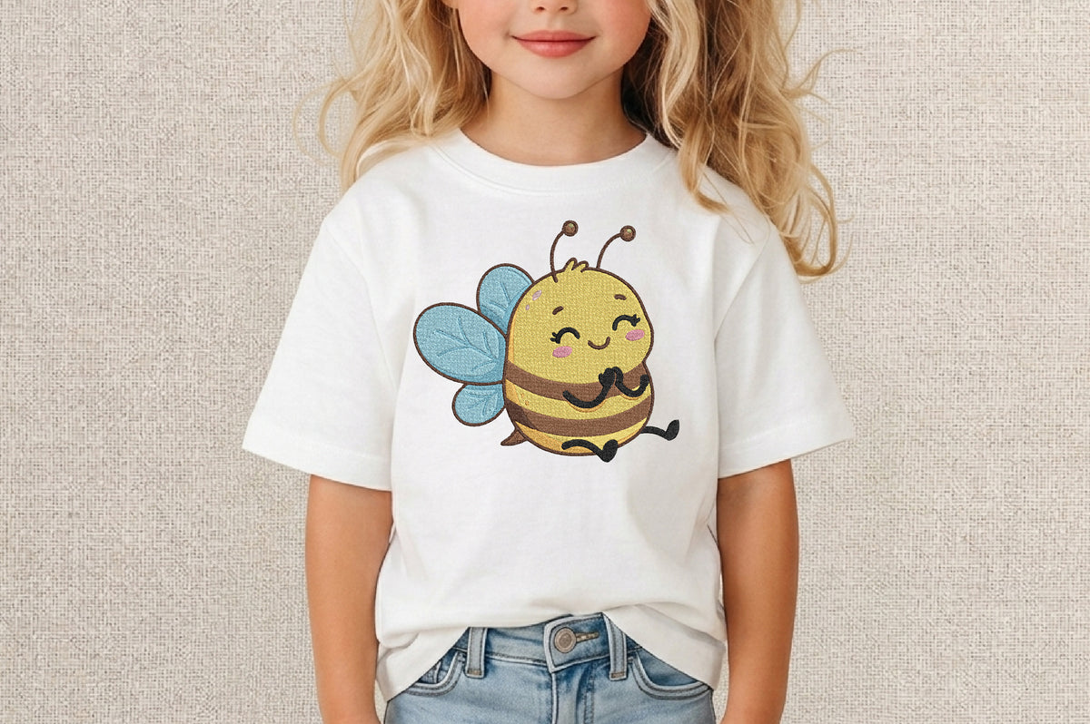 Bee Embroidery Design – Cute Bee Machine Embroidery Pattern, Honey Bee & Floral Nature Embroidery Design