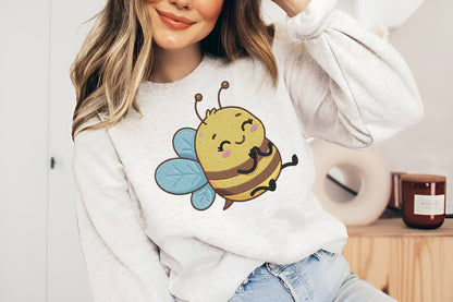 Bee Embroidery Design – Cute Bee Machine Embroidery Pattern, Honey Bee & Floral Nature Embroidery Design