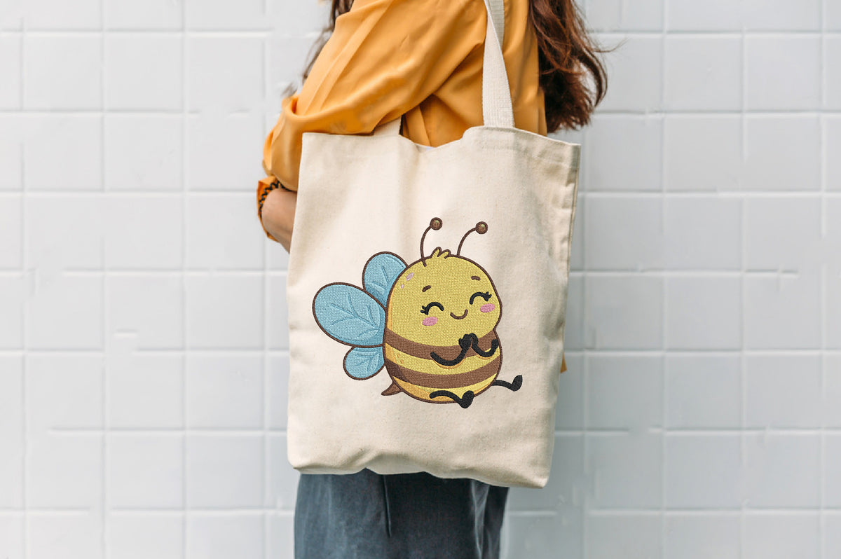 Bee Embroidery Design – Cute Bee Machine Embroidery Pattern, Honey Bee & Floral Nature Embroidery Design